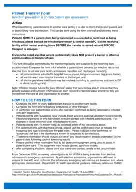 Infection Prevention Patient Transfer Form