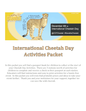 Cheetah Day Activities Packet