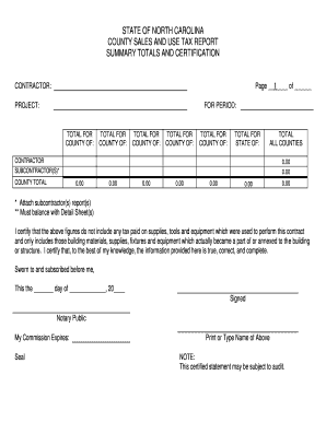 North Carolina County Sales and Use Tax Report