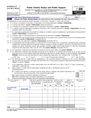 Schedule A Form 990 or 990-EZ