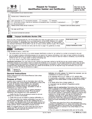 Form W-9 Request for Taxpayer Identification Number and Certification