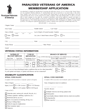 Paralyzed Veterans of America Membership Application