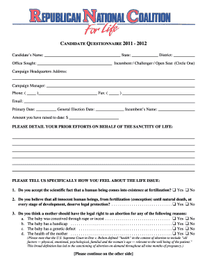 Candidate Questionnaire 2011-2012