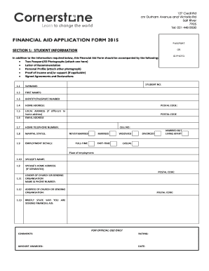 Financial Aid Application Form 2015