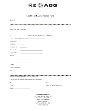 Credit Card Authorization Form