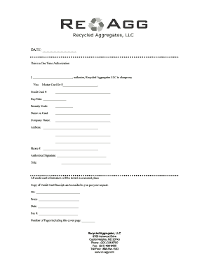One Time Authorization Form