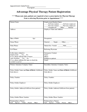 Advantage Physical Therapy Patient Registration Form