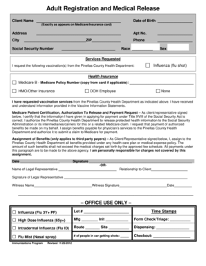 Adult Vaccination Registration and Medical Release