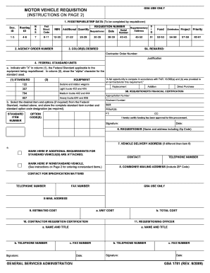 GSA Motor Vehicle Requisition Form