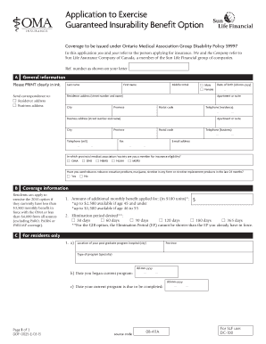 Guaranteed Insurability Benefit Option Application