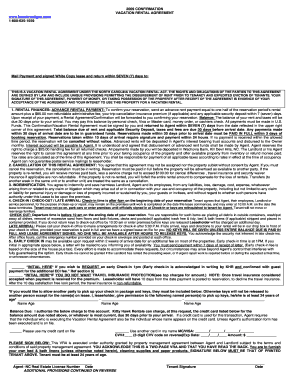 North Carolina Vacation Rental Agreement