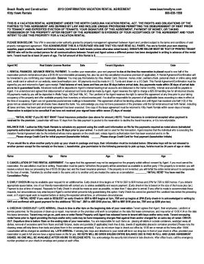 North Carolina Vacation Rental Agreement