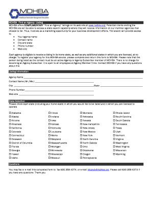 MDHBA Agency Listing Form