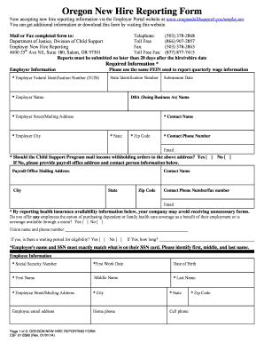 Oregon New Hire Reporting Form