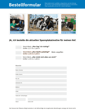 Bestellformular für Milchwirtschafts-Spannplakate