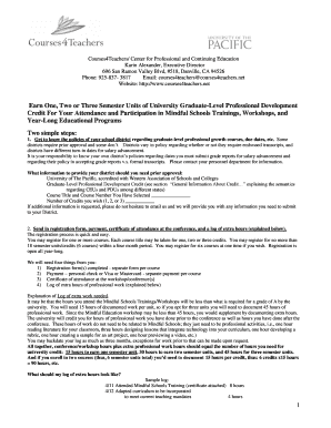 University of the Pacific Professional Development Credit Registration Form