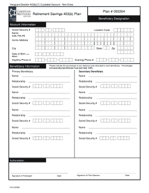 Vanguard 403(b)(7) Beneficiary Designation Form