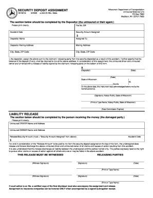 Wisconsin Security Deposit Assignment Form