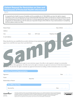 Patient Request for Restriction on Uses and Disclosures of Protected Health Information
