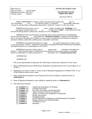 Maryland Standard Lease Agreement