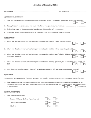 Church Parish Enquiry Form 2014