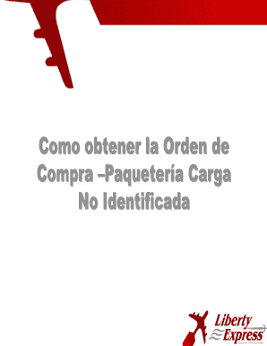 Orden de Compra –Paquetería Carga No Identificada