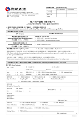 Hong Kong Joint Securities Account Opening Form