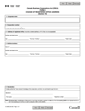 Canada Business Corporations Act Form 3