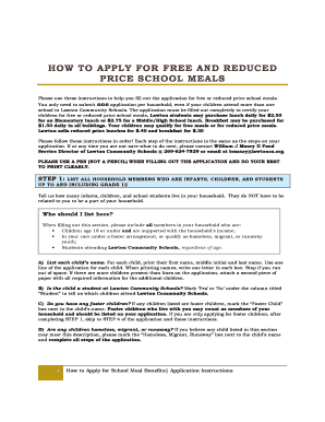 Free and Reduced Price School Meals Application