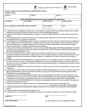 Women's Wellness Connection and WISEWOMAN Consent Form
