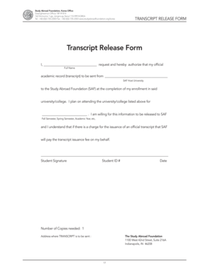 Transcript Release Form - Study Abroad Foundation - studyabroadfoundation