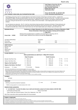 Hyatt Regency Hong Kong Sha Tin Registration Form