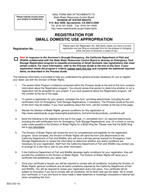 California Small Domestic Use Water Registration Form