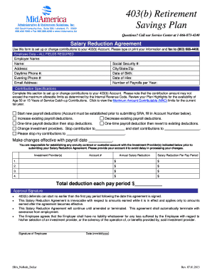 403(b) Salary Reduction Agreement