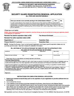 California Security Guard Registration Renewal Application