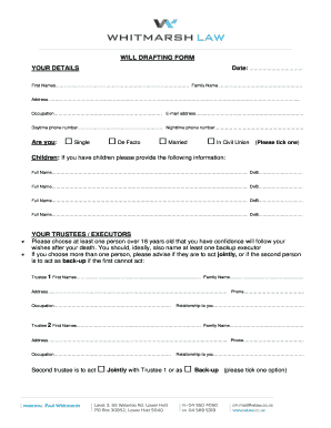 WILL DRAFTING FORM - wlaw co