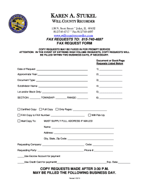 Will County Recorder Fax Request Form