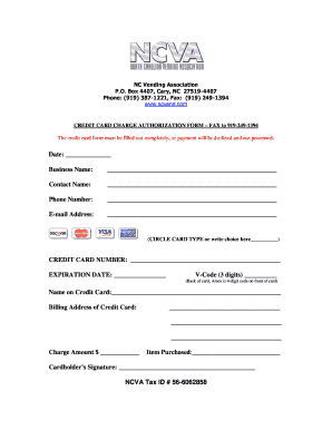 Credit Card Charge Authorization Form