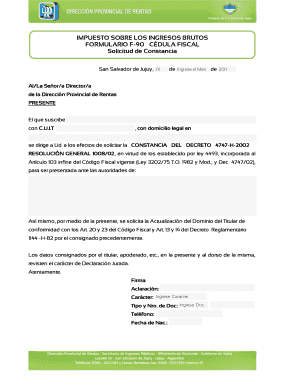 Solicitud de Constancia de Impuesto sobre los Ingresos Brutos