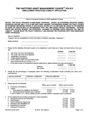 Employment Practices Liability Application