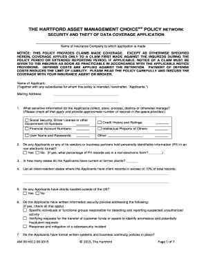 The Hartford Asset Management Choice Security and Theft of Data Coverage Application