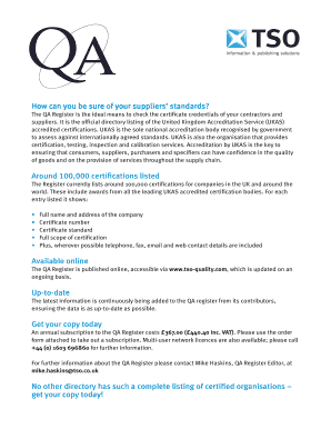 UKAS QA Register Subscription
