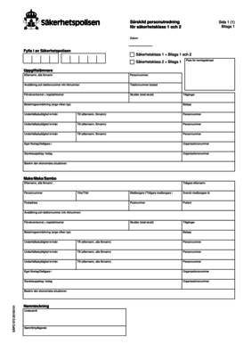 Special Personal Investigation Form for Security Class 1 and 2