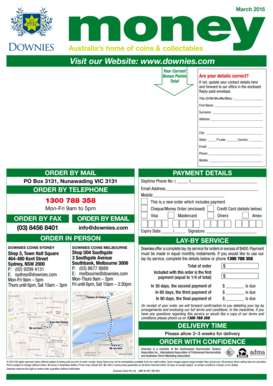 Downies Coins Order Form