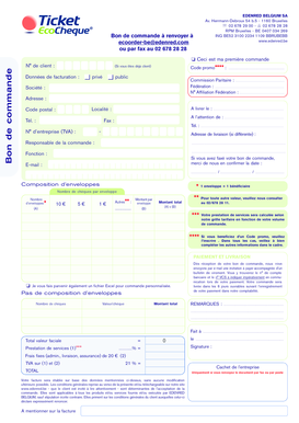 Bon de commande Edenred Belgium