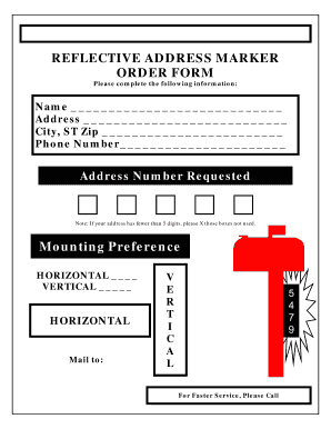 Reflective Address Marker Order Form