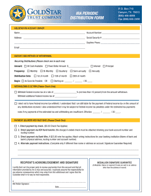Goldstar IRA Withdrawal Form