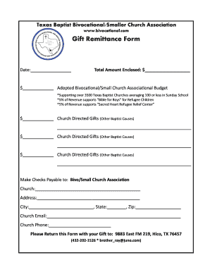 Texas Baptist Gift Remittance Form