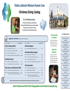 Ysleta Lutheran Mission Christmas Giving Catalog
