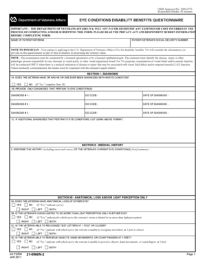 Eye Conditions Disability Benefits Questionnaire